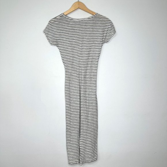ALL SAINTS Paloma Striped Midi Dress with Knot Front Charcoal Grey Sz XS - Picture 7 of 12